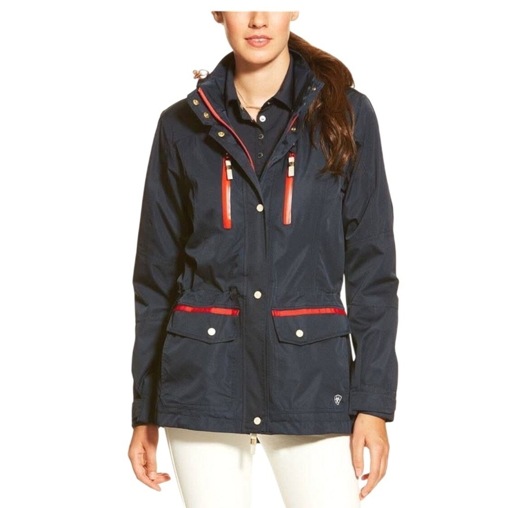 Ariat Gladstone Waterproof Parka Womens XL Navy Blue‎ Equestrian Rain Jacket